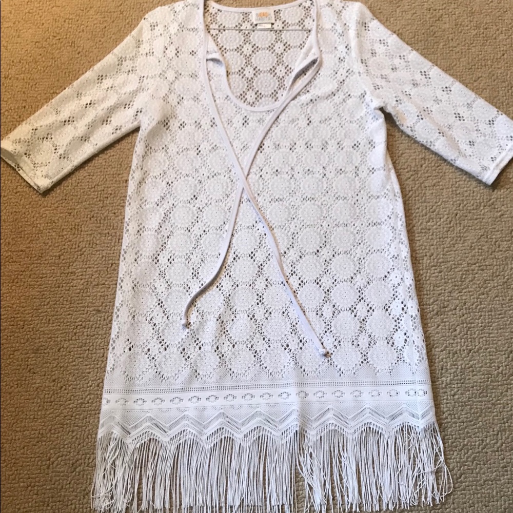 Dillard’s white lace swimsuit cover up